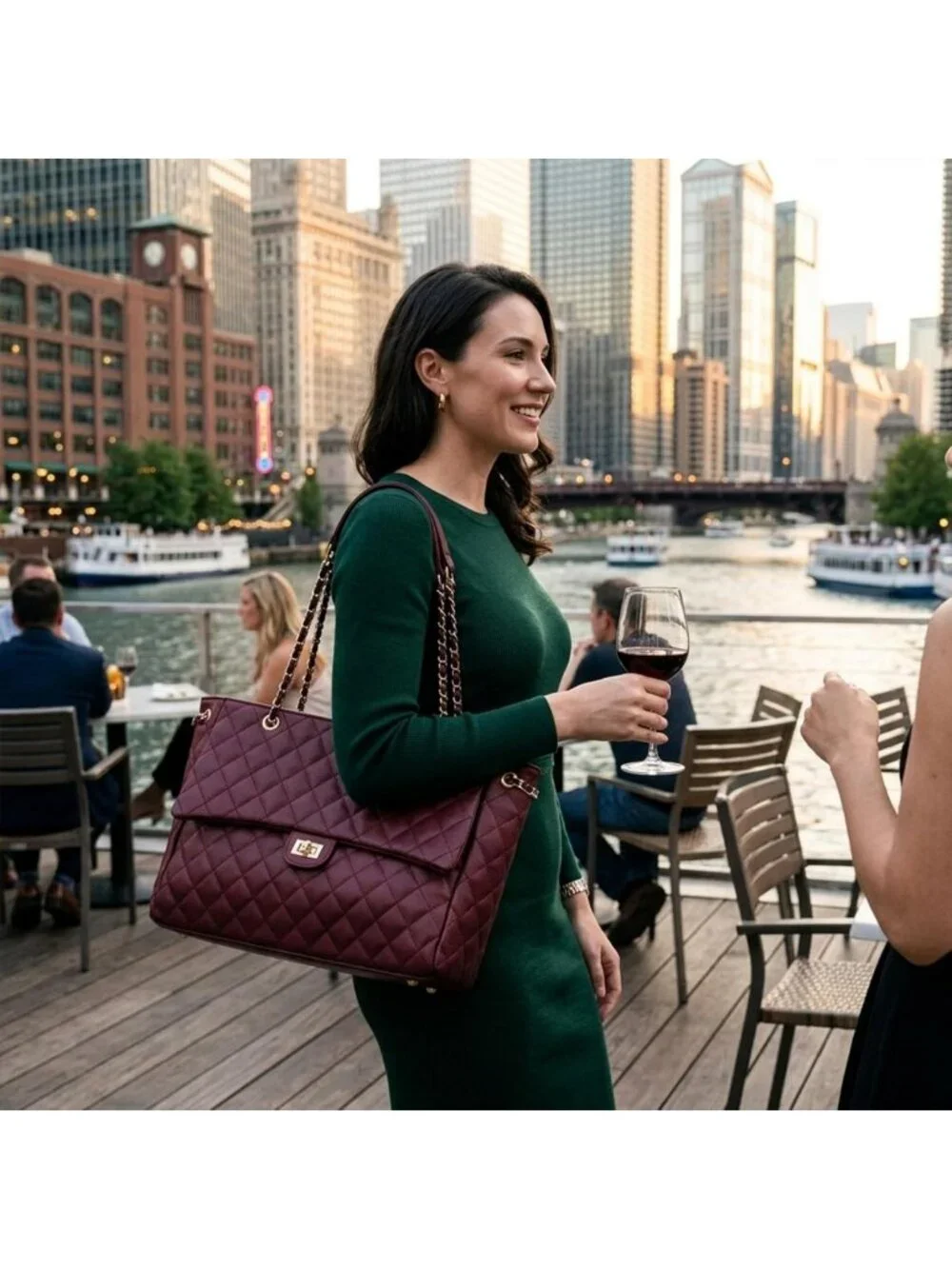 Chic Quilted Satchel Tote Bag for Women | Stylish Leather Crossbody Purse for